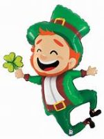 St Patrick's Day jumping Leprechaun 39" Mylar Balloon