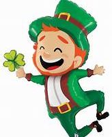 St Patrick's Day jumping Leprechaun 39" Mylar Balloon