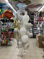 Engagement Ring & Wedding Latex Balloons Bouquet Inflated Attached to Weight