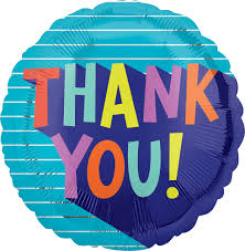 Thank You with Blue Colors Mylar Balloon 18 Inch Inflated