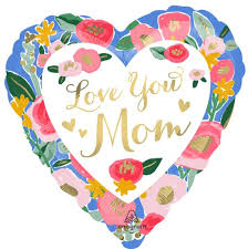 love you mom heart with flowers 28 inch