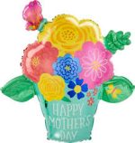 Mothers day Flower bucket 27 inch mylar balloon