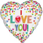 Valentine's Day I Love You Rainbow Dots Mylar Balloon 17 Inch Inflated