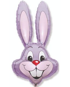 Easter Bunny Rabbit Head Pastel Lilac 35 Inch Mylar Balloon Inflated