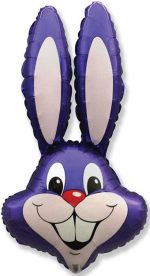 Easter Bunny Rabbit Head Purple 35 Inch Mylar Balloon Inflated