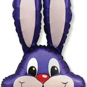 Easter Bunny Rabbit Head Purple 35 Inch Mylar Balloon Inflated