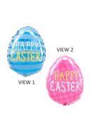 18" Funny Easter Egg Mylar Balloon Pink and Blue Inflated