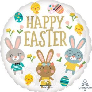 Happy Easter Garden Party 18 Inch Mylar Balloon Inflated