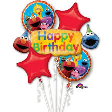 Sesame Street Happy Birthday Mylar Balloon Bouquet Inflated with Helium