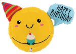 Smiley Birthday Shape 32 Inch Foil Balloon Inflated