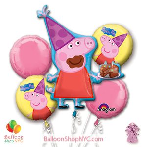 Peppa Pig Mylar Balloon Bouquet Inflated