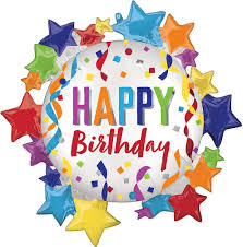 Happy Birthday To You 34 Inch Confetti Mylar Balloon inflated