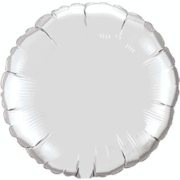 Silver Round 30 Inch Mylar Balloon Inflated with Helium