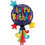Birthday Streamers 40 Inch Mylar Balloon Inflated
