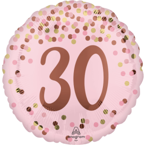 Pink 30th Mylar Balloon 18 Inch Inflated