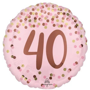 Pink 40th Mylar Balloon 18 Inch Inflated