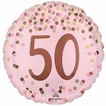 Pink 50th Mylar Balloon 18 Inch Inflated
