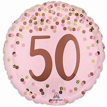 Pink 50th Mylar Balloon 18 Inch Inflated