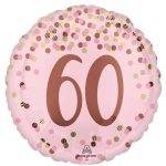 Pink 60th Mylar Balloon 18 Inch Inflated