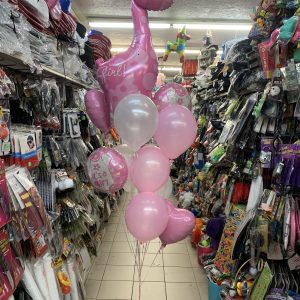 Baby Girl Giraffe Mylar and Latex Balloon Inflated with Weight