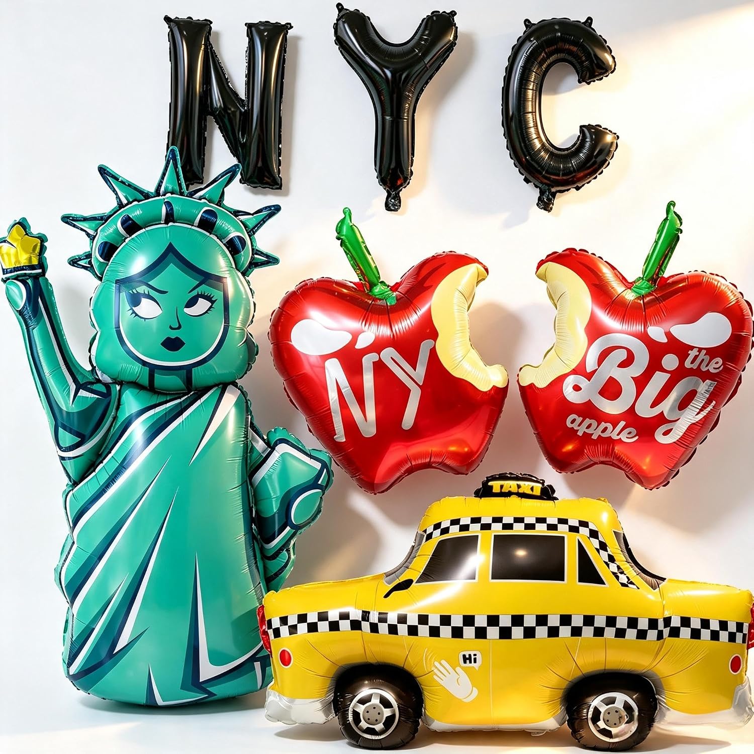 New York Party Theme Mylar Balloons Inflated